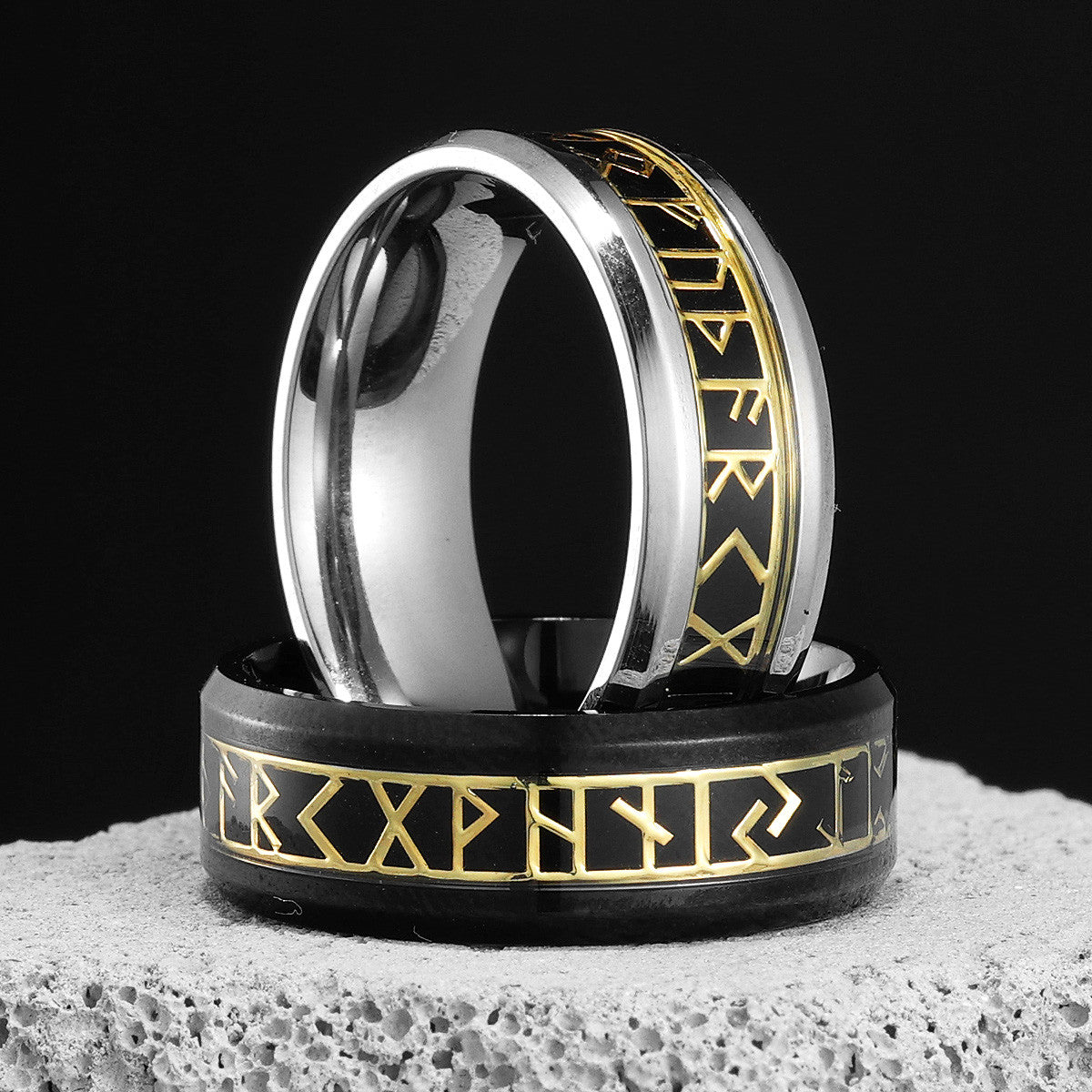 Alphabet |Simple Nordic Viking Runes Stainless Steel Unique Personality Men's Rings