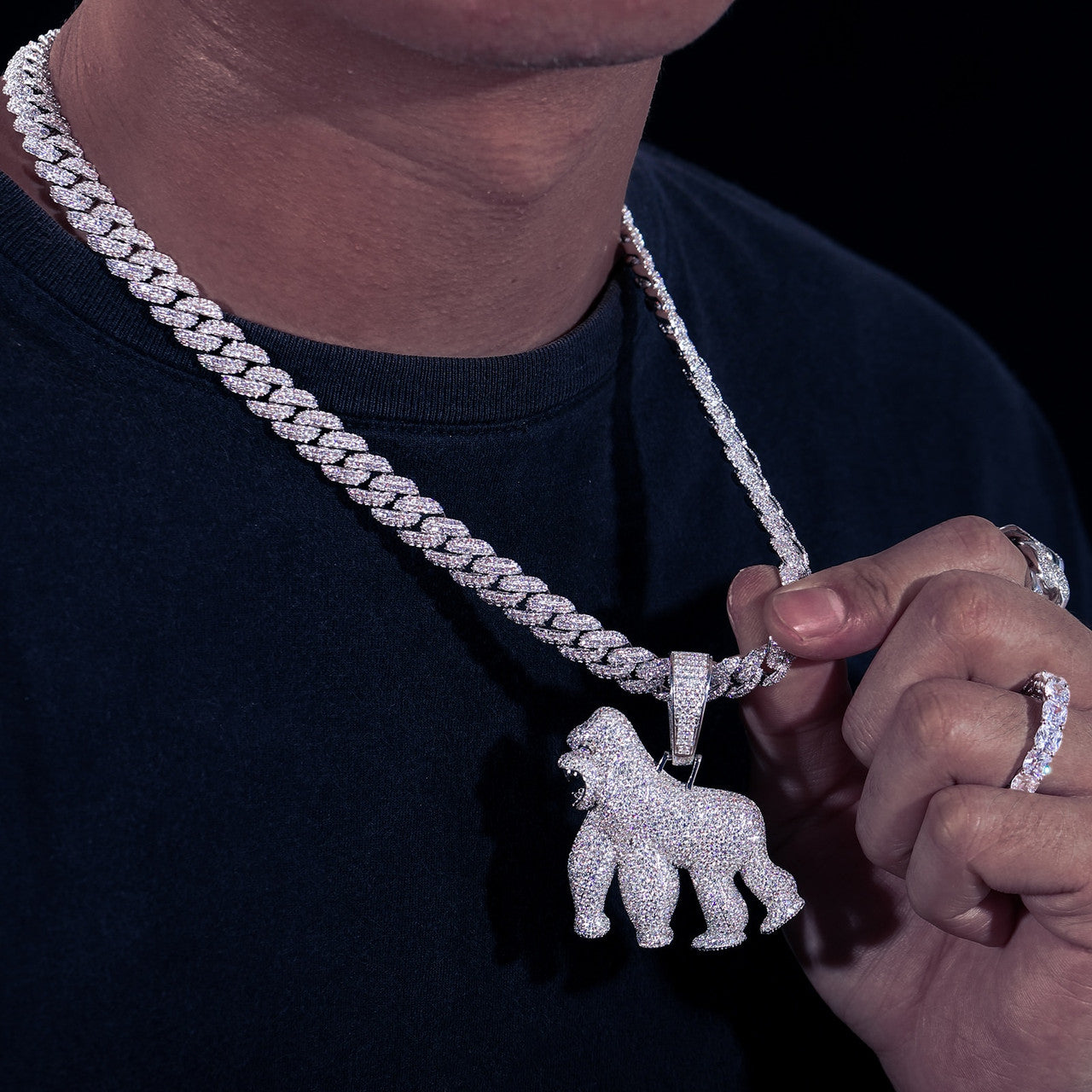 Apeshit | Mens Moissanite Diamond 925 Sterling Silver Hip Hop Gorilla Pendant
