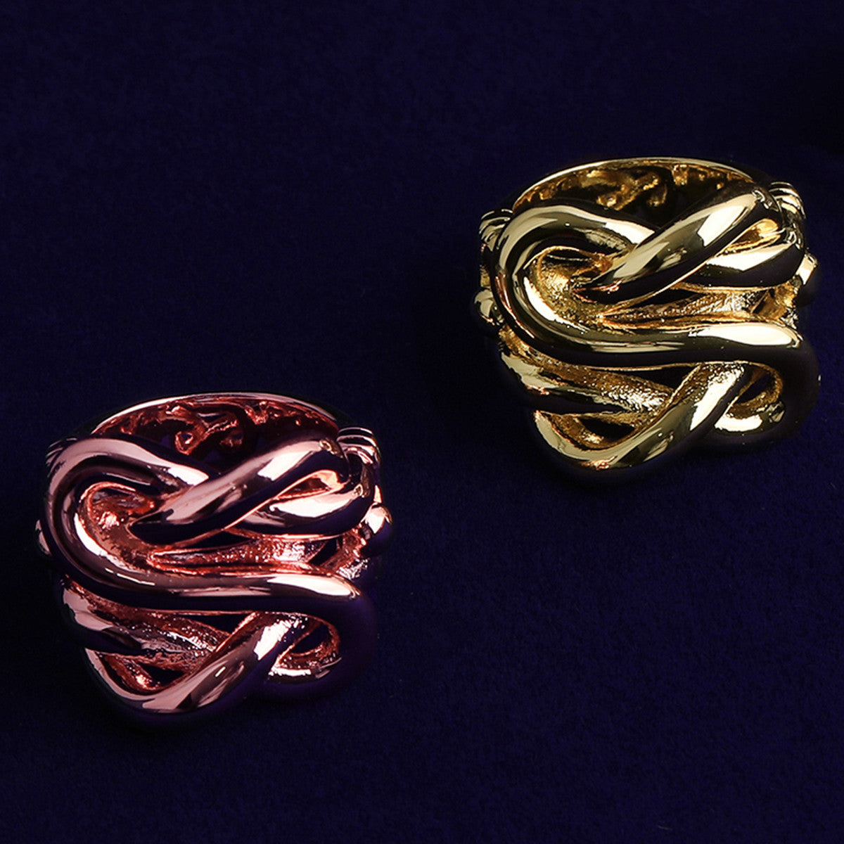 Tied Together | 24k Gold 925 Silver Rose Gold Intertwined Street Style Casual Rings