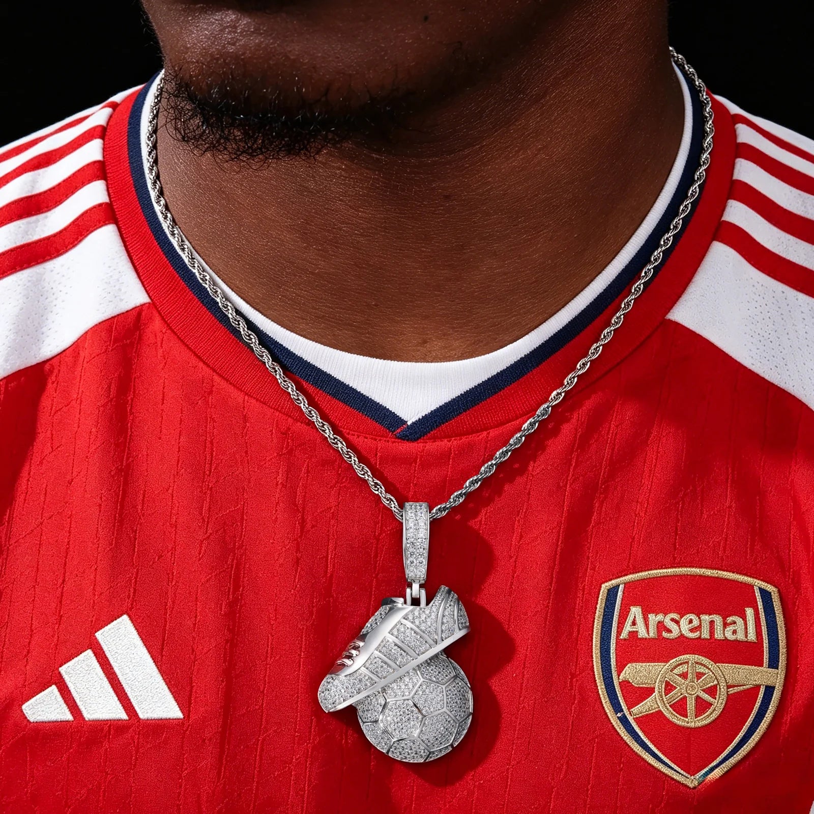Foot Ball | 925 Sterling Silver Moissanite Football Soccer Ball Shoe Hip Hop Pendant