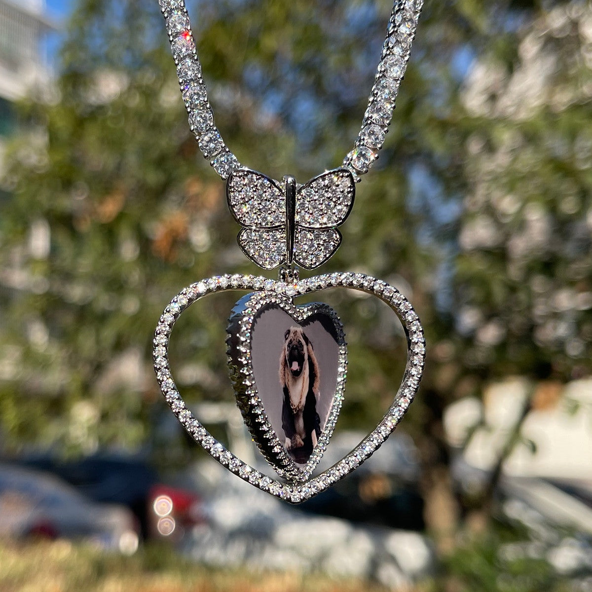 The Heart Flutter | Custom Made Butterfly Rotating Photo Picture Pendant Chain Necklace