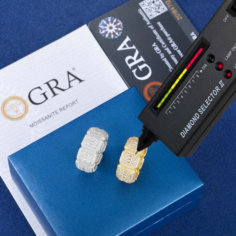 Shot Caller | Solid Silver 18k Gold Moissanite Diamond Luxury Hip Hop Mens Rings