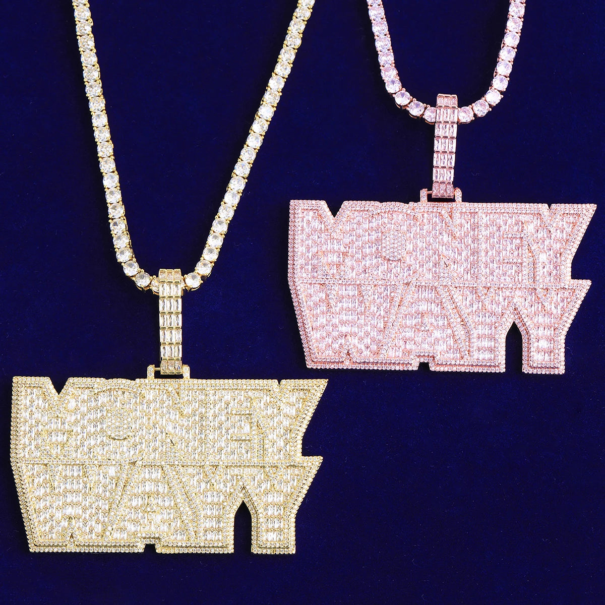 The Money Wayy | 5AA+ VVS Diamond CZ Prong Set Hip Hop Pendant Chain