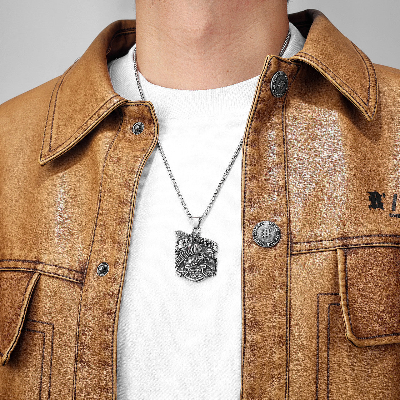 Biker Forever | No Fade Stainless Steel Live Free Eagle Motorcycle Vintage Pendant