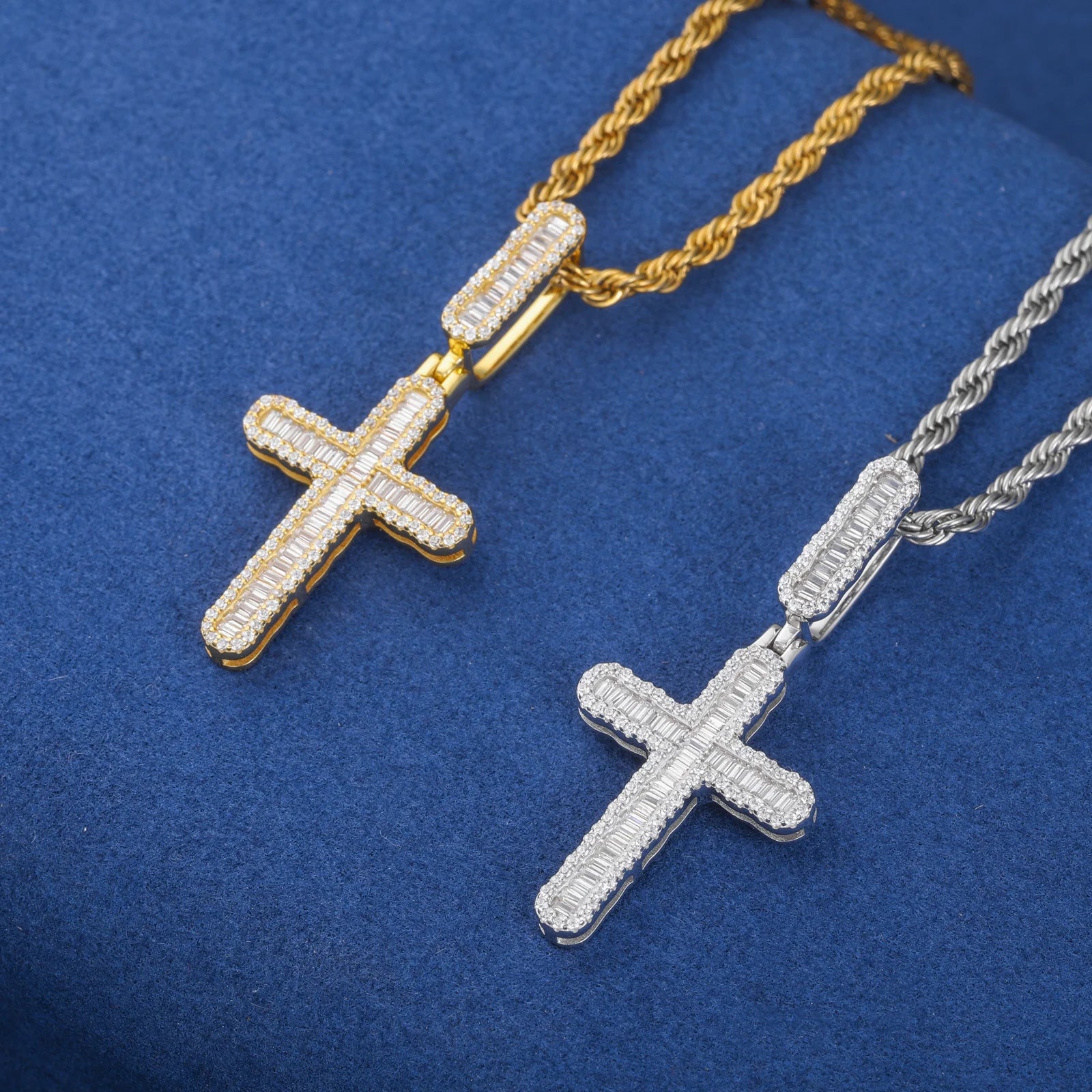 Luxury Simplified | Iced Baguette Moissanite Diamond 925 Silver Hip Hop Cross Pendant