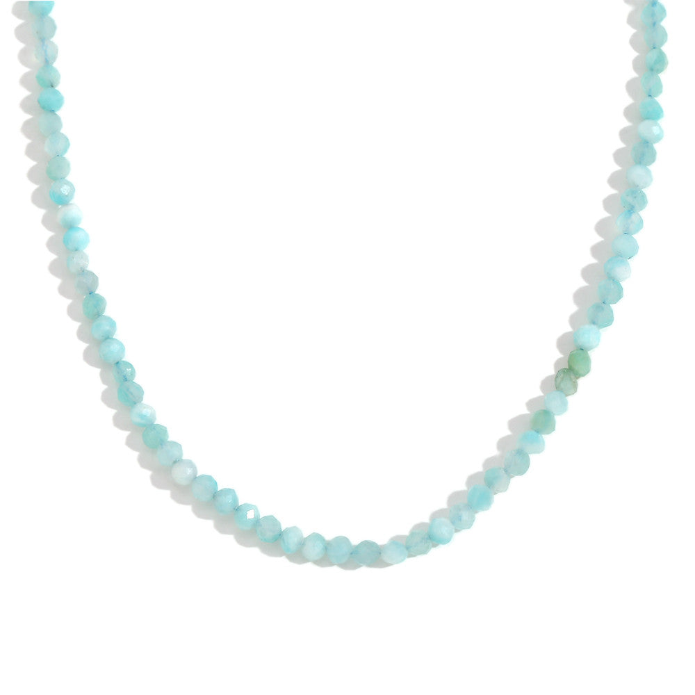 Natural Stone Amazonite 18k Gold Stainless Steel Hypoallergenic Waterproof Necklace