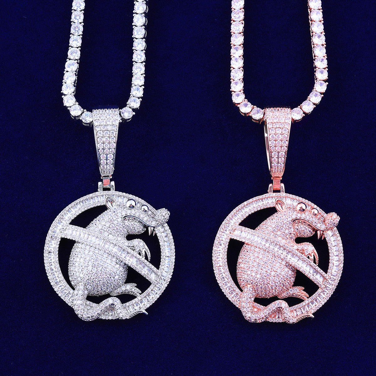 No Rats Allowed | VVS Diamond CZ Baguette Iced Blinged Out Hip Hop Pendants