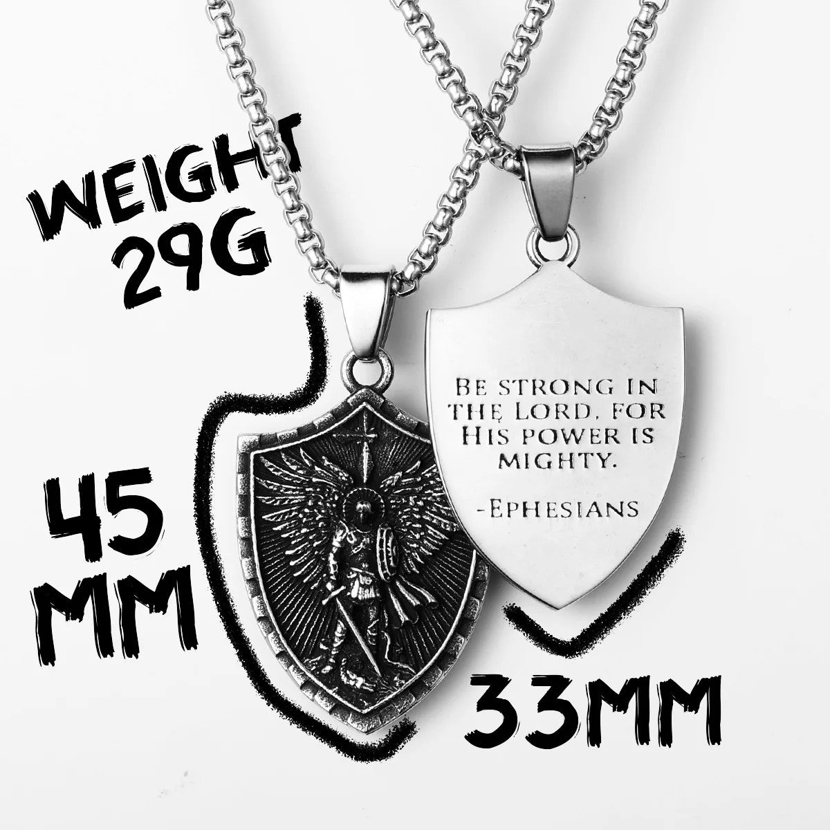 Guardian Collection | 316L No Fade Stainless Steel St. Michael Shield of Protection Pendant