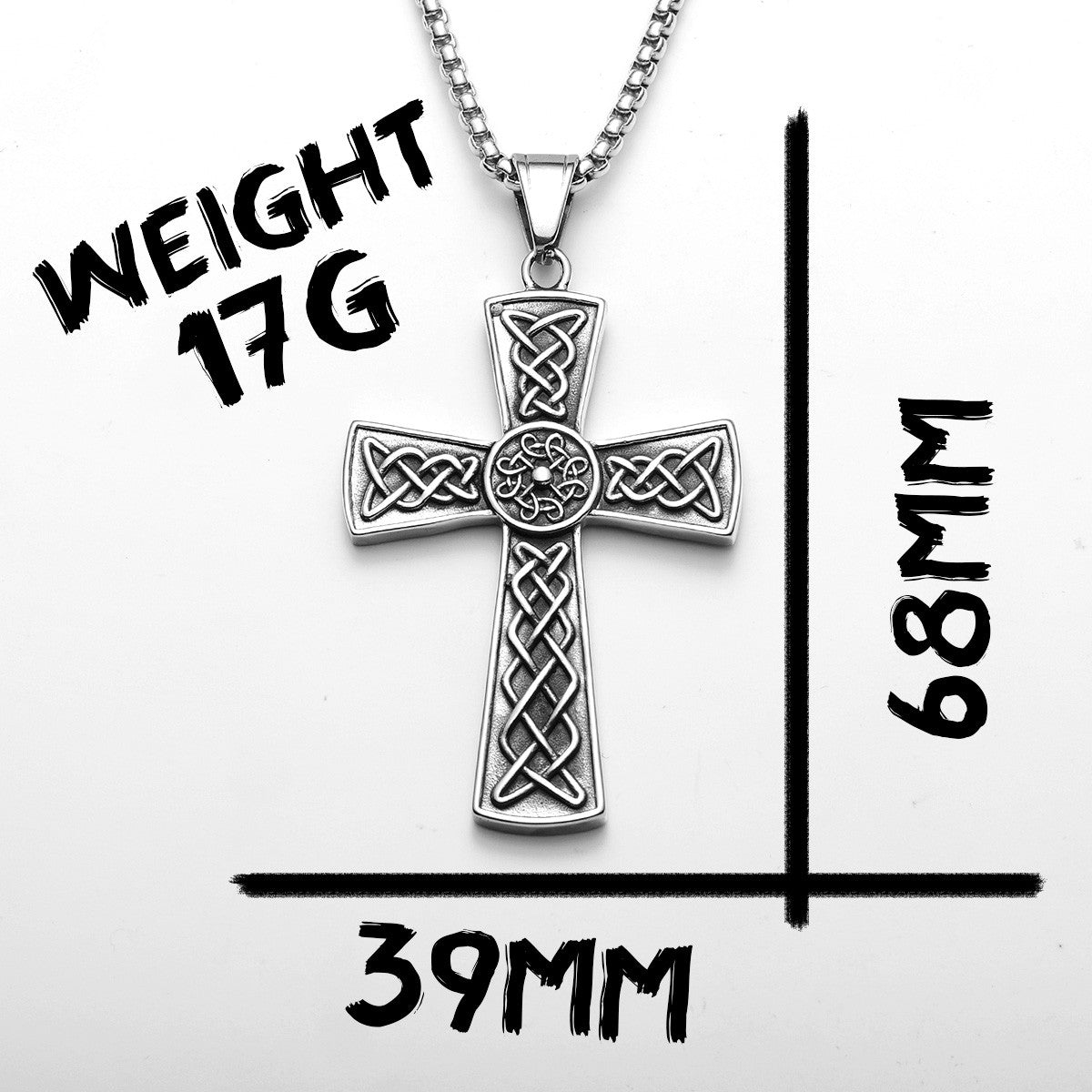 Mingled | 316L Solid Stainless Steel Celtic Knot Hip Hop Cross Street Wear Pendant