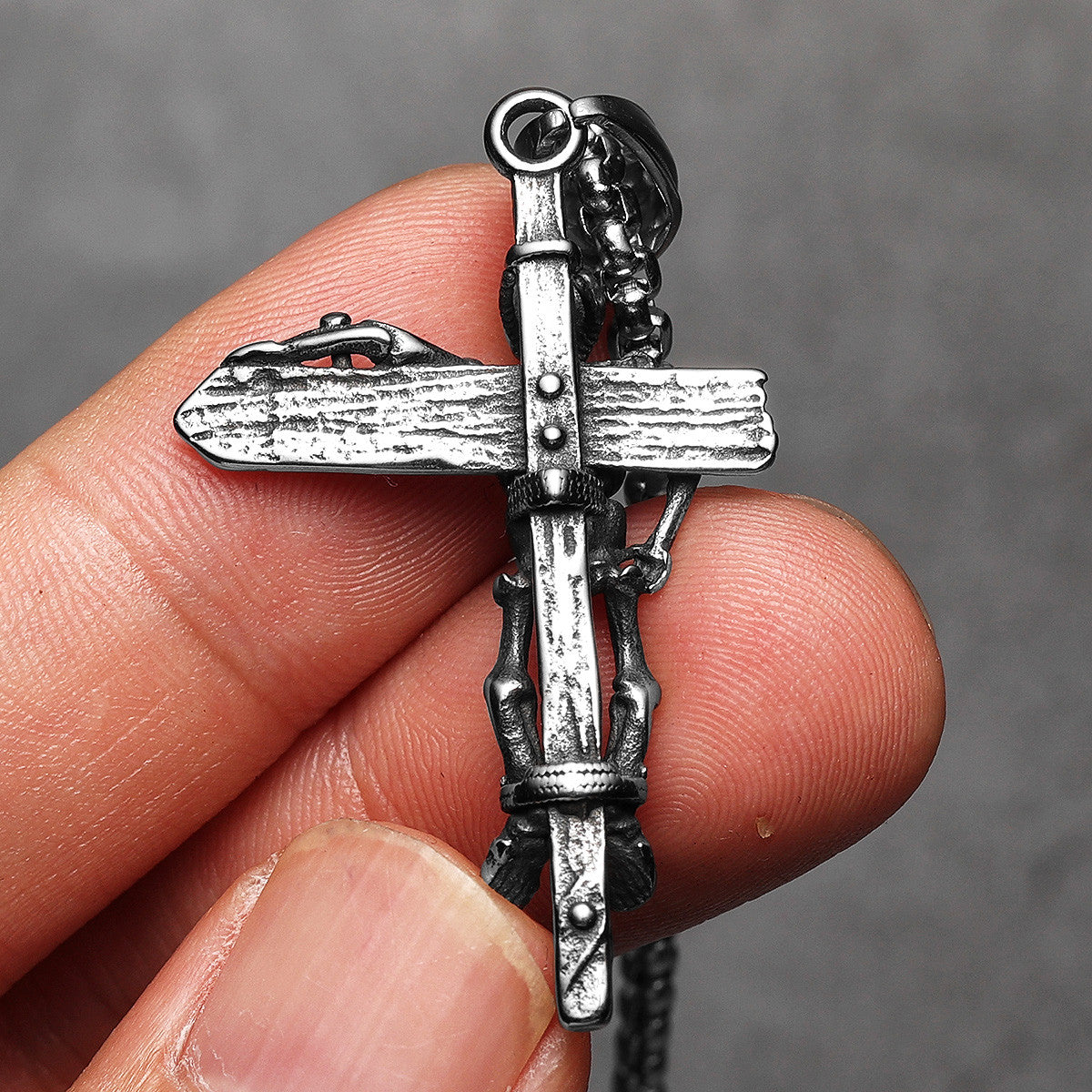 Skull Cross | 316L No Fade Stainless Steel Broken Cross Skeleton Hip Hop Street Wear Pendant
