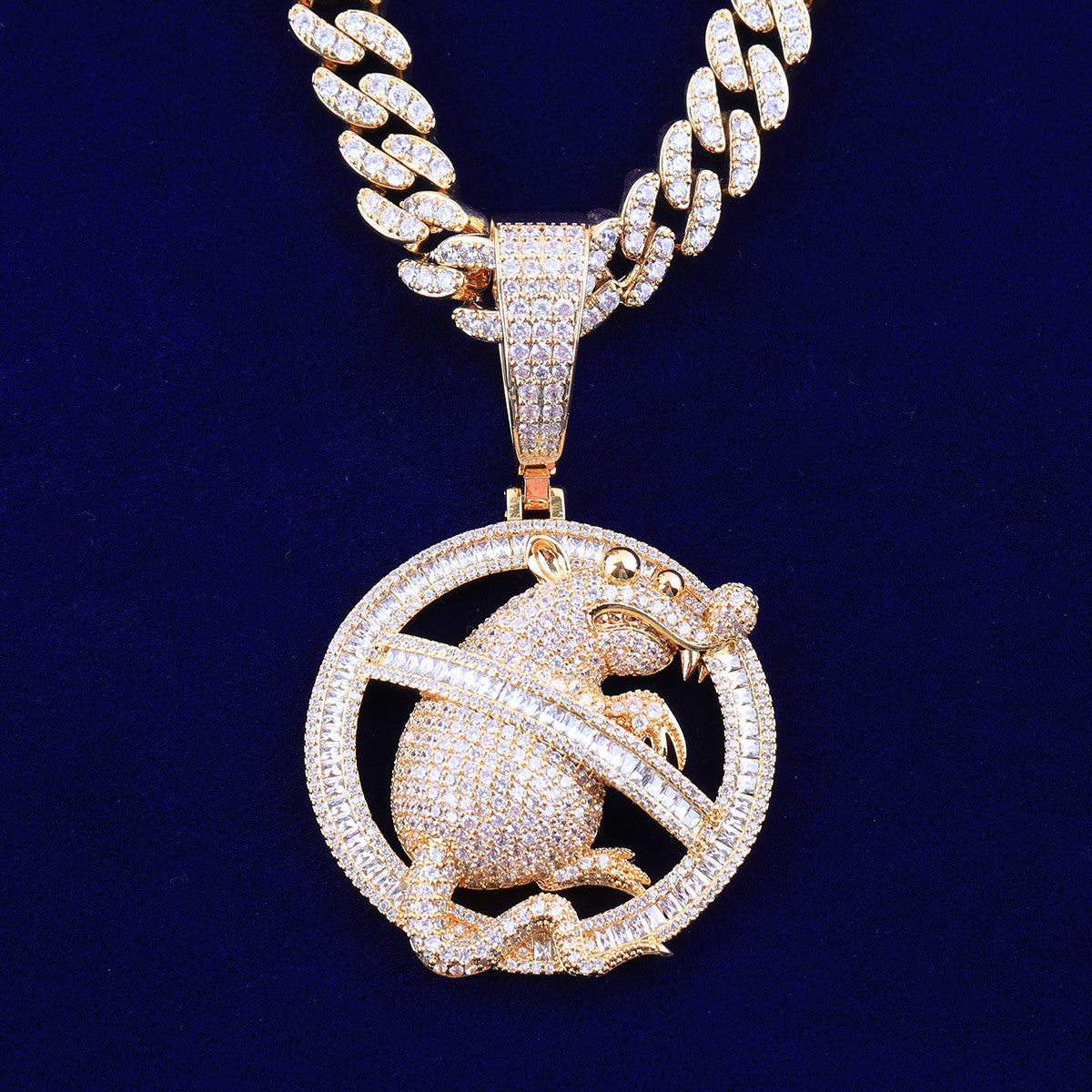 No Rats Allowed | VVS Diamond CZ Baguette Iced Blinged Out Hip Hop Pendants