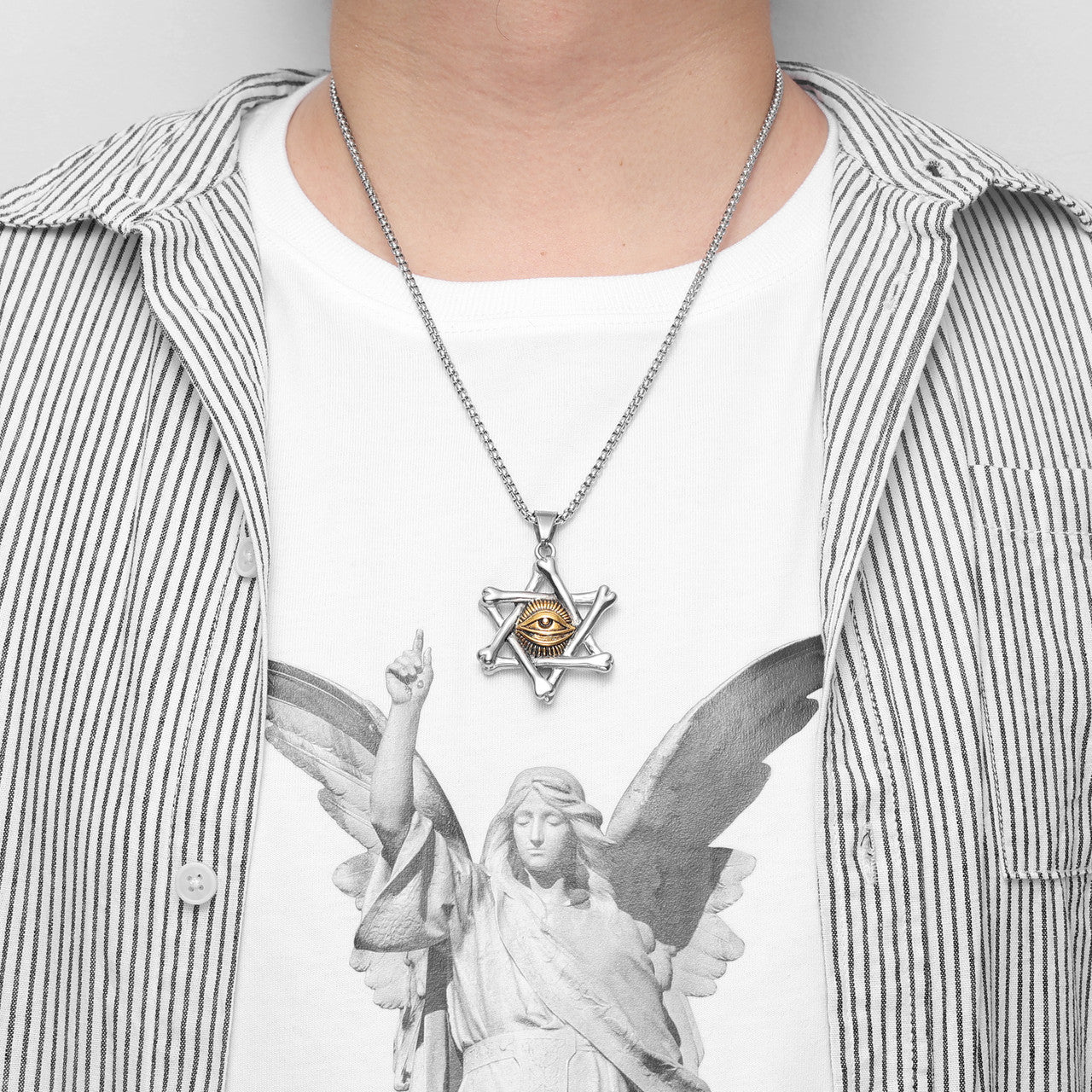 Eye Of Horus | No Fade Solid Stainless Steel Bone Star Eye Hip Hop Pendant