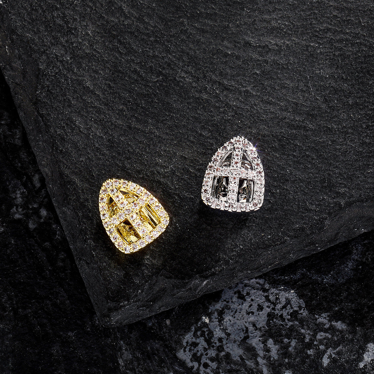 Open Face Cross | VVS Diamond CZ Single Cross Iced Blinged Out Teeth Tooth Grillz