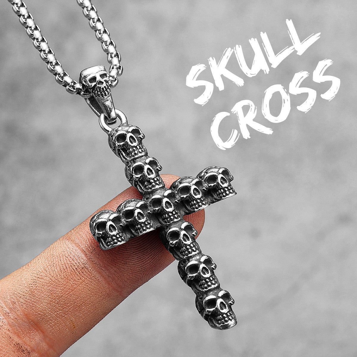 Gothic Skull Cross | 316L No Fade Stainless Steel Men's Street Wear Unique Cross Pendant