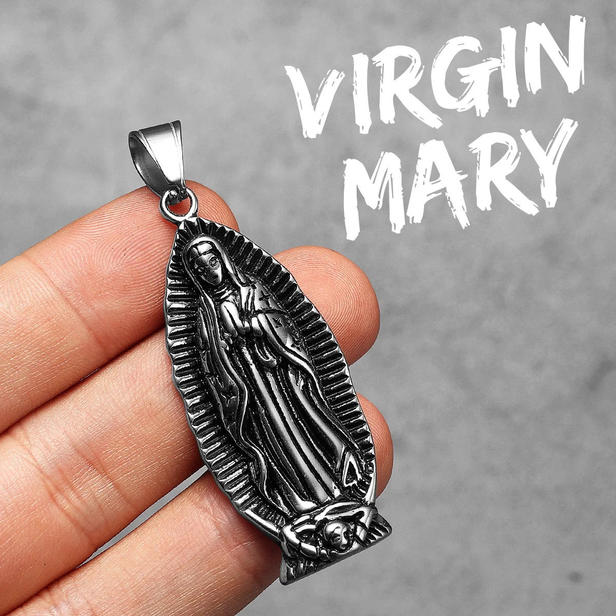 Virgin Mary | Powerful Symbolic 14k Gold Accent over Solid Stainless Steel Pendant