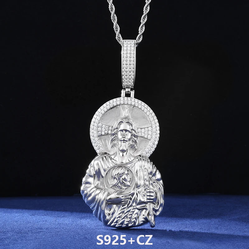 The Son | Moissanite Diamond Radiant Sun Jesus Head Solid 925 Silver Hip Hop Pendant