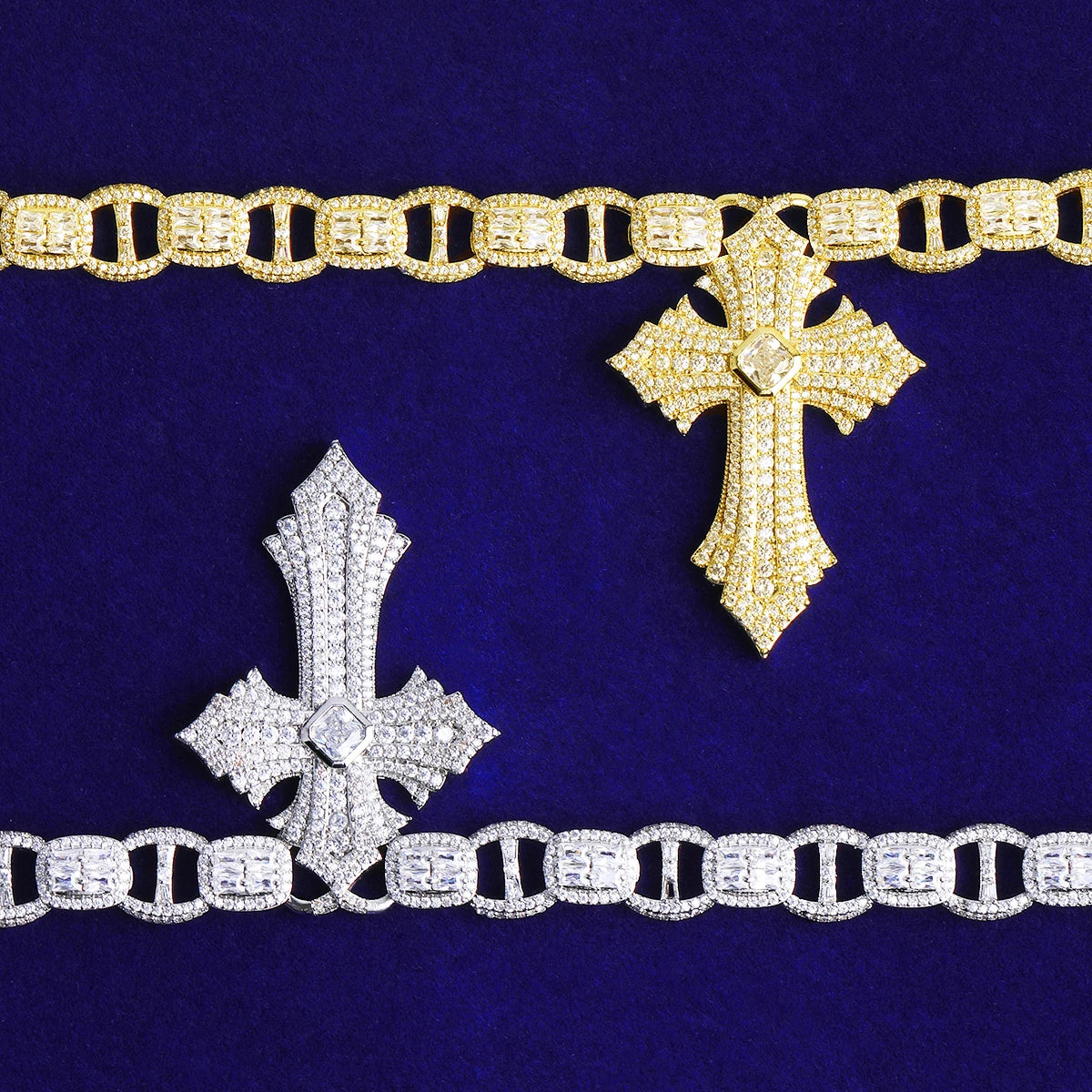 Holy Temple ll | VVS 5AA+ Centerstone Cross Iced Blinged Out Coffee Bean Link Chain