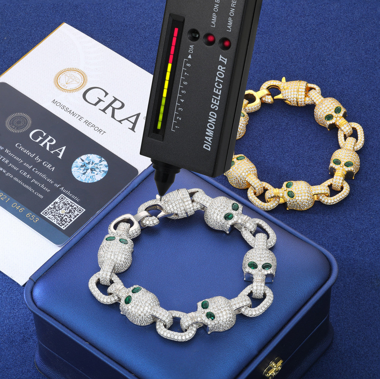 Chilled Skull | Solid Sterling Silver Moissanite Diamond Iced Designer Hip Hop Link Bracelet