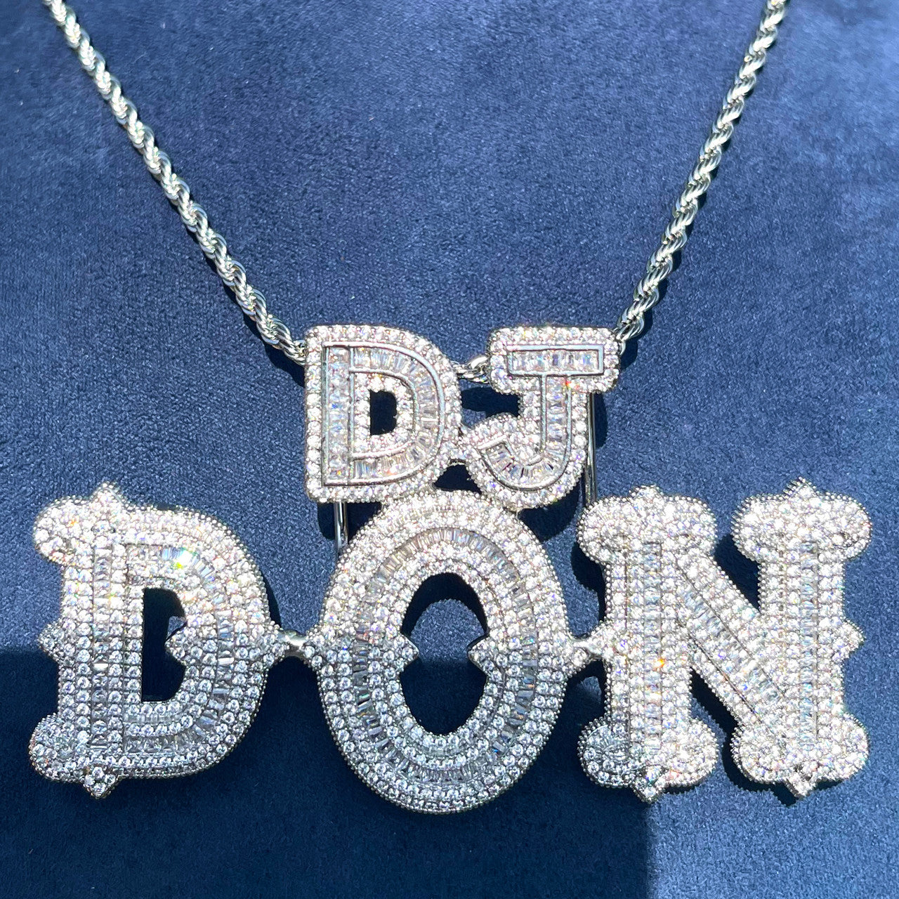 Leveled | VVS Diamond CZ 2 Level Iced Script Letter Blinged Out Nameplate Pendant