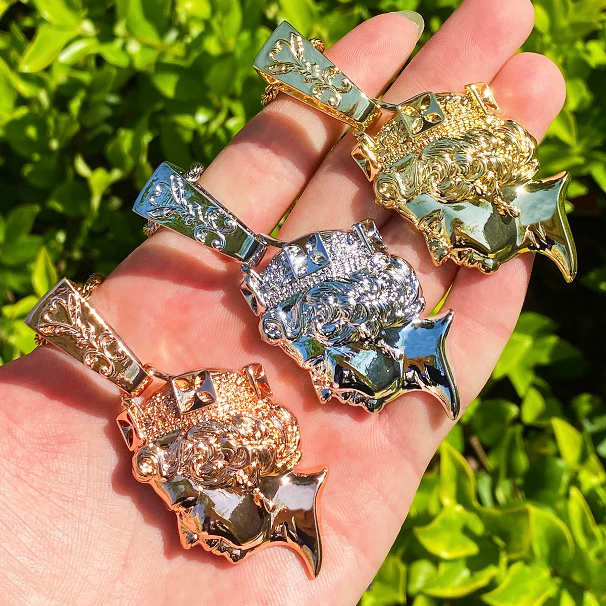 Bling Queen | 24k 925 Silver Rose Gold Overlaid Detailed Queen Hip Hop Pendant