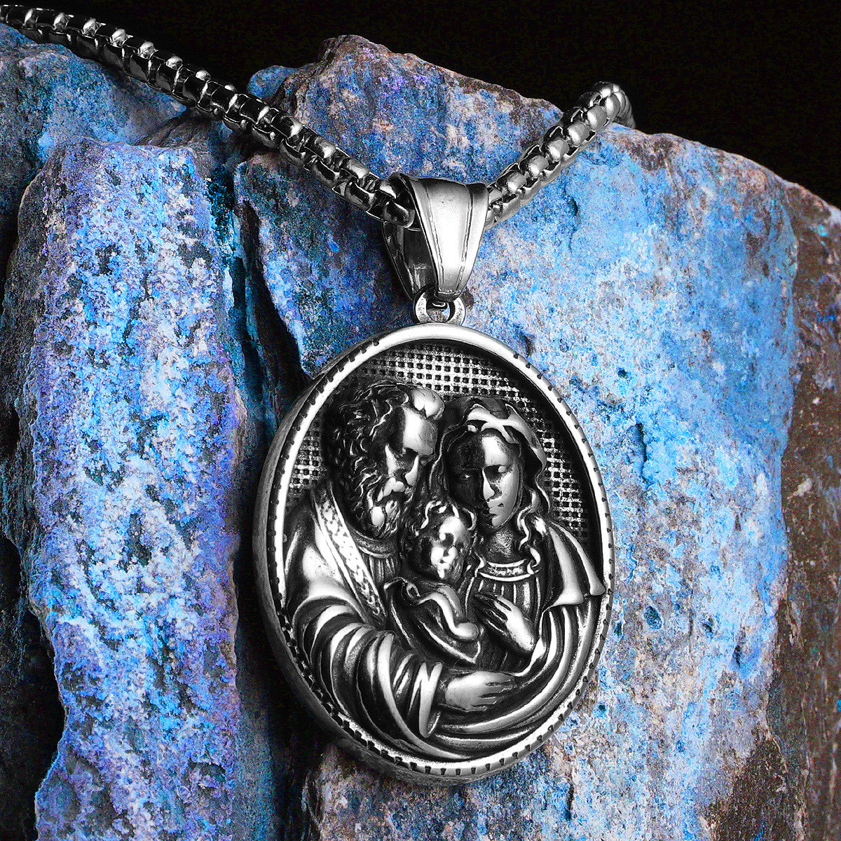 Holy Family | 316L Stainless Steel No Fade Powerful Amulet Pendant Chain Necklace