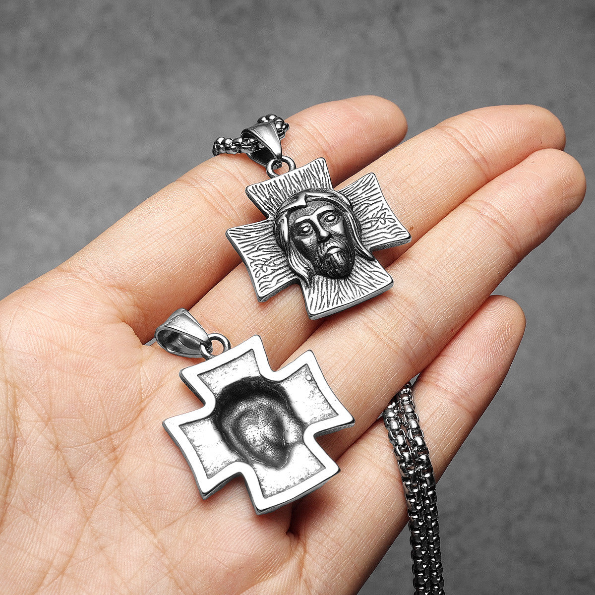 Jesus Cross | Solid Stainless Steel 3D Impression Christian Spiritual Pendant