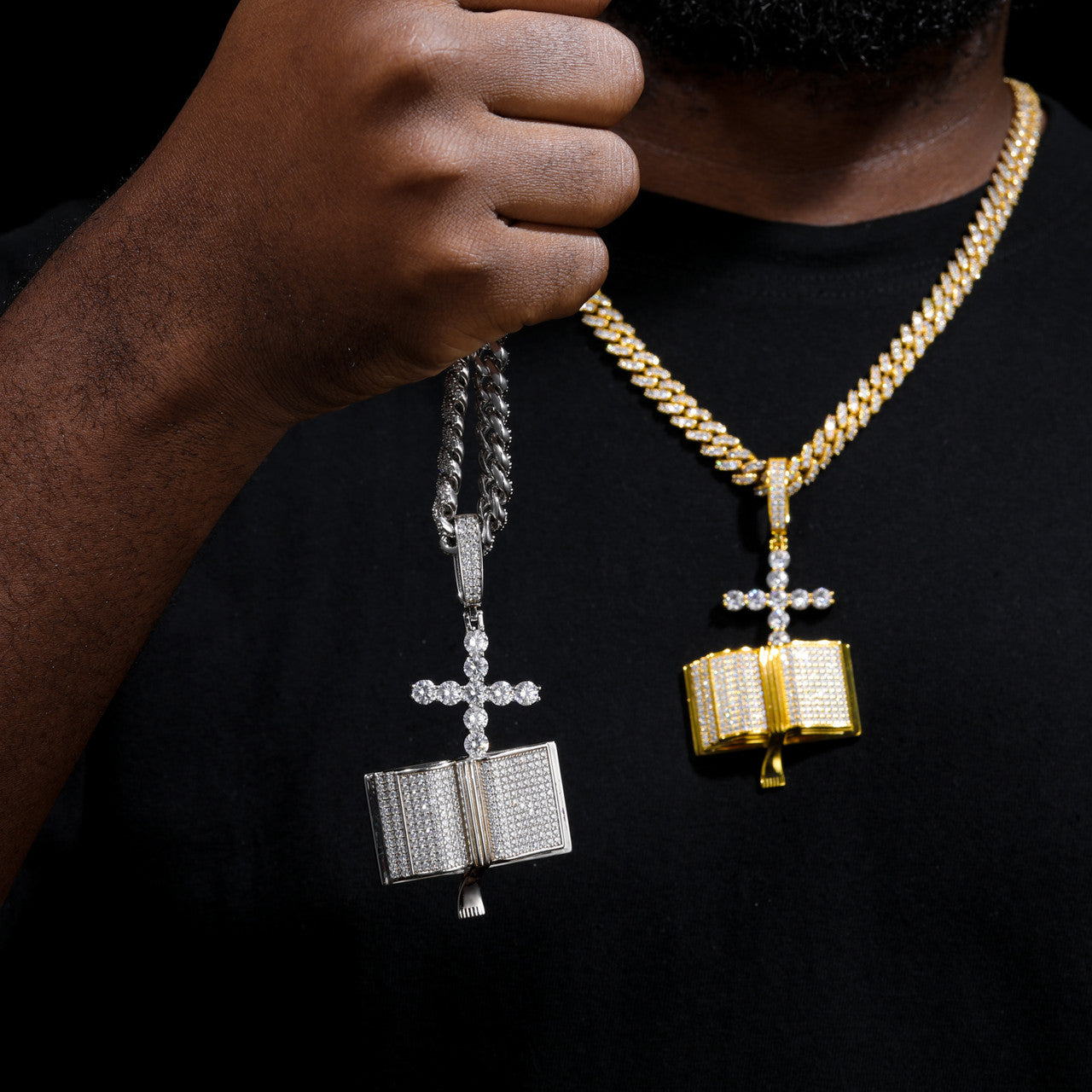 Divine Blessings | S925 Solid Iced Blinged Out Moissanite Cross Bible Prayer Pendant