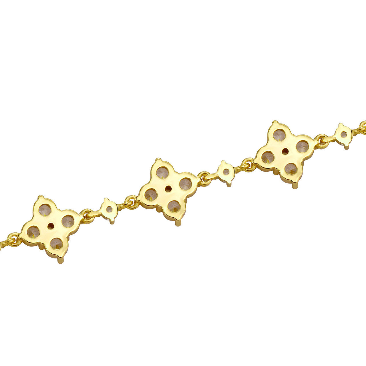 Ladies VVS Diamond CZ Iced Blinged Out Colorful Clover 7Inch Bracelet