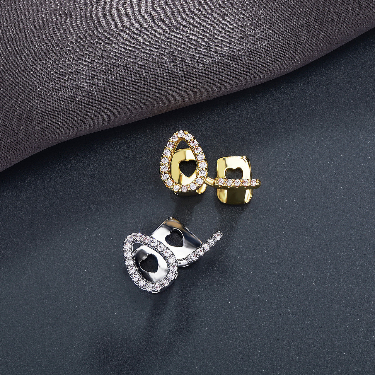 Open Face Teardrop | VVS Diamond CZ Stone Iced Blinged Out Mouth Tooth Teeth Grillz