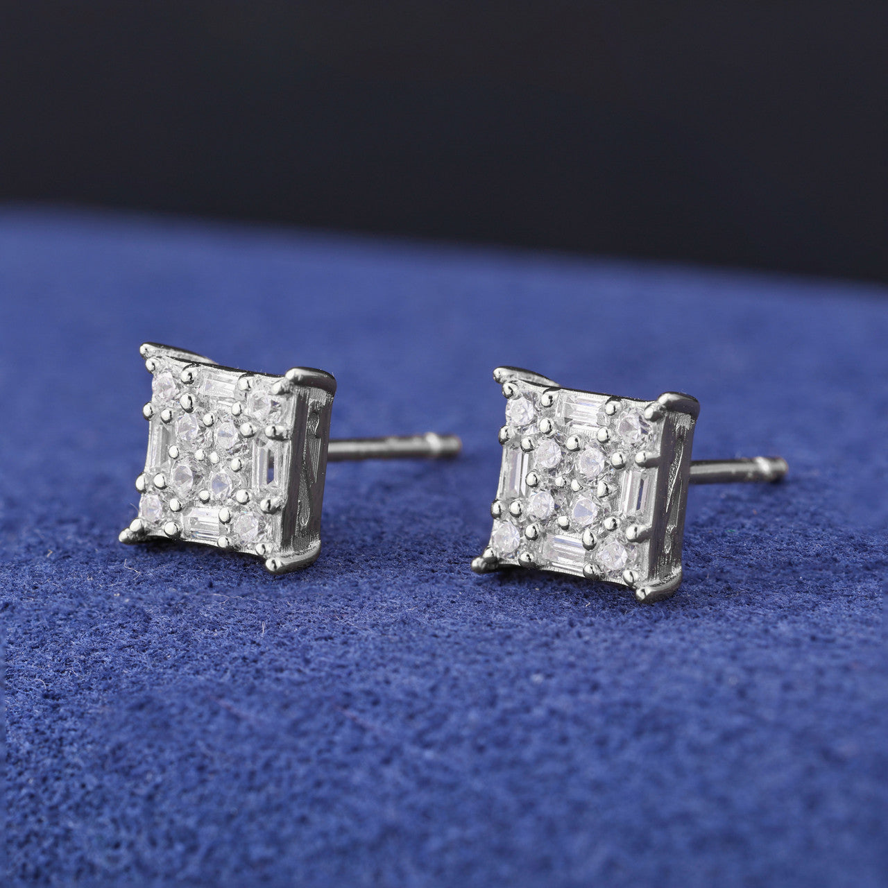 Certified Baguette Cut Moissanite Diamond 925 Solid Sterling Silver Hip Hop Stud Earring