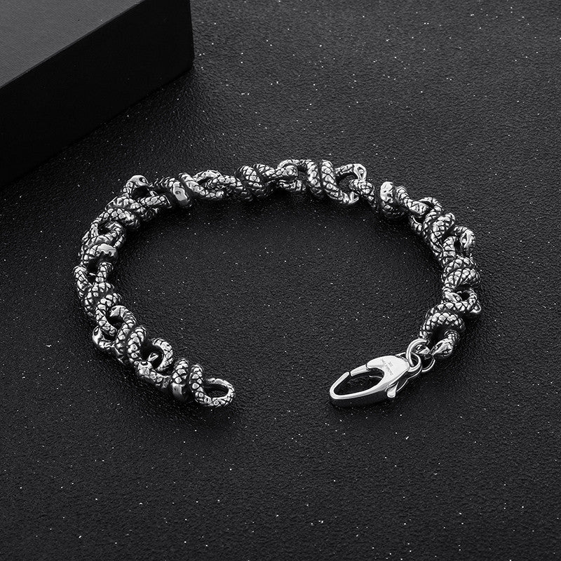 Serpentsteel | No Fade Stainless Steel Coiled Snake Link Street Wear Bracelets