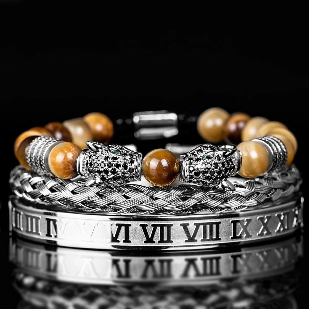 Double Leopard | Natural Stone VVS Diamond CZ Sigma Male Hip Hop Bracelets