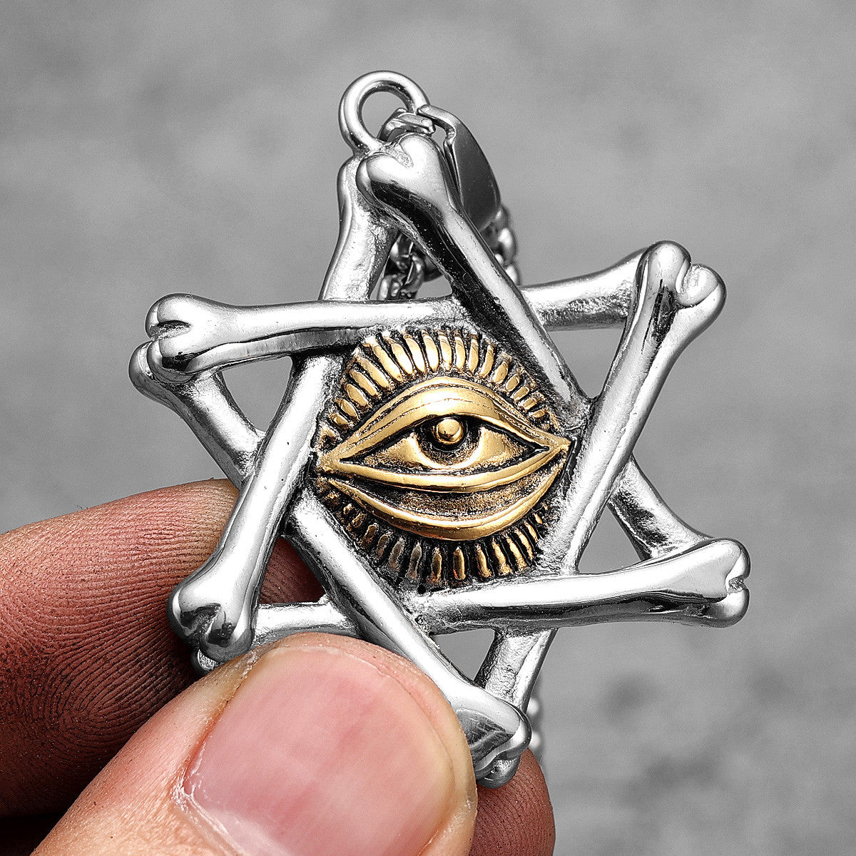 Eye Of Horus | No Fade Solid Stainless Steel Bone Star Eye Hip Hop Pendant