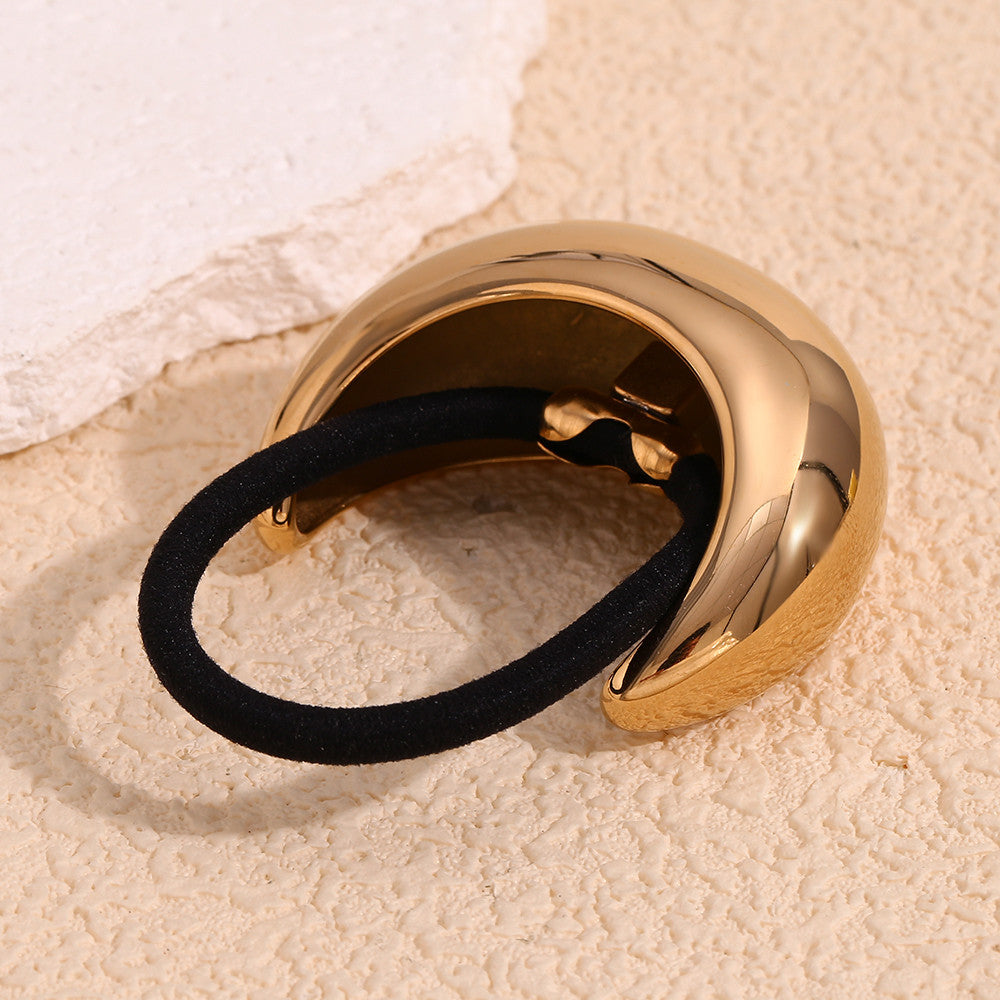 Ladies Large 18k Gold Glossy Moon Shape Stainless Steel Hair Band Charm