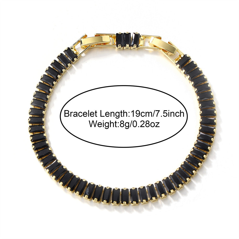 The Double Clasp | 6mm 18k Gold Solid No Fade Stainless Steel Baguette Bracelet