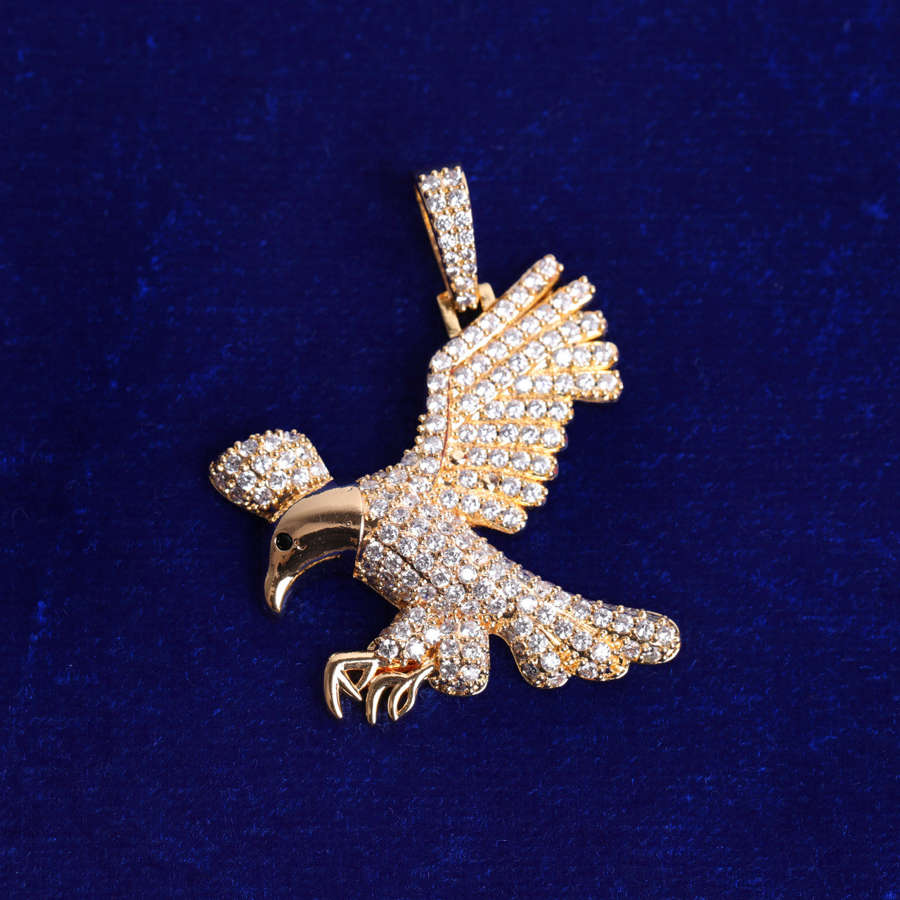 Crowned Majesty | Gold Silver Rose Soaring Eagle VVS Diamond CZ Hip Hop Pendant