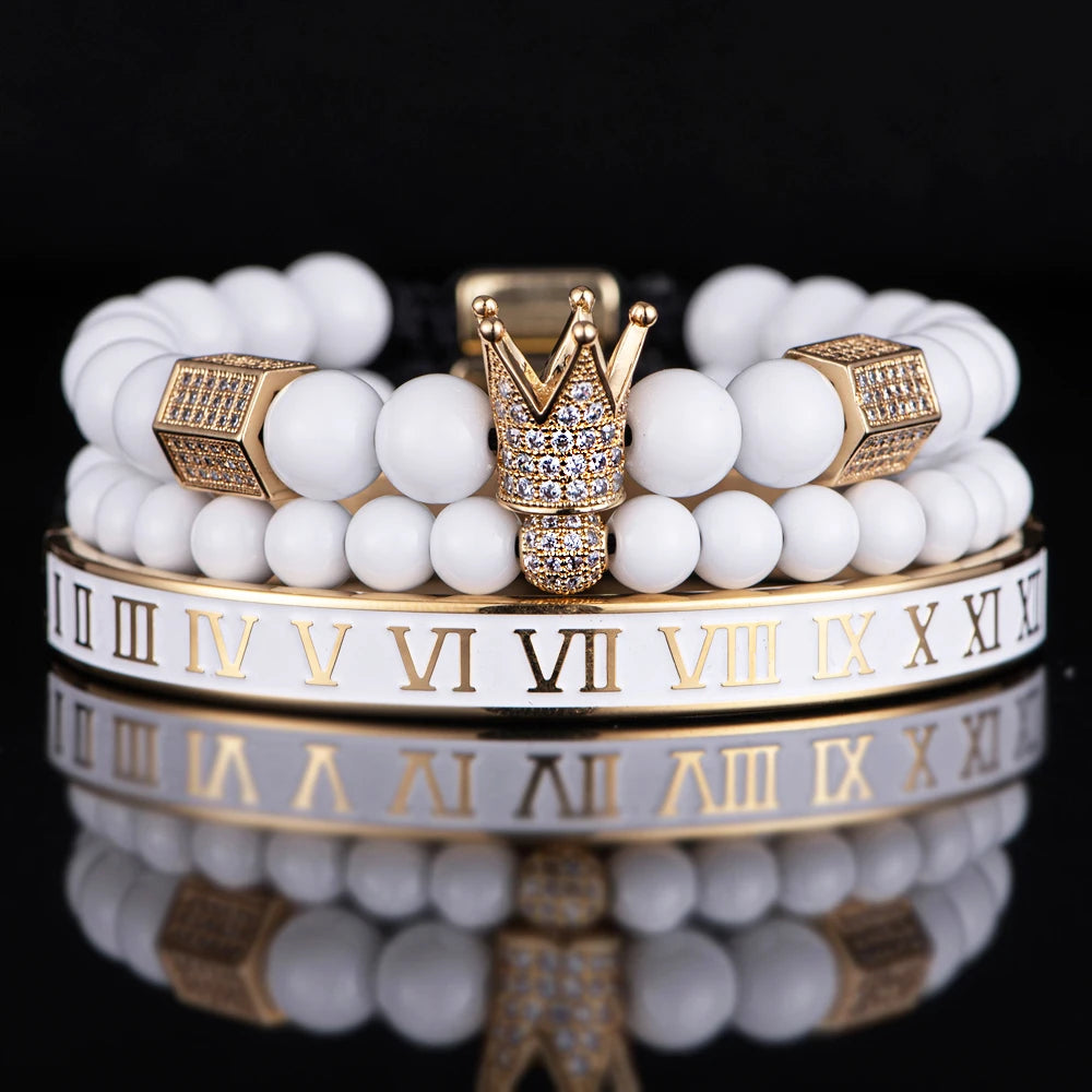 The Untouchable | VVS Diamond CZ Crown Luxury 3 Piece Hip Hop Bracelet Set