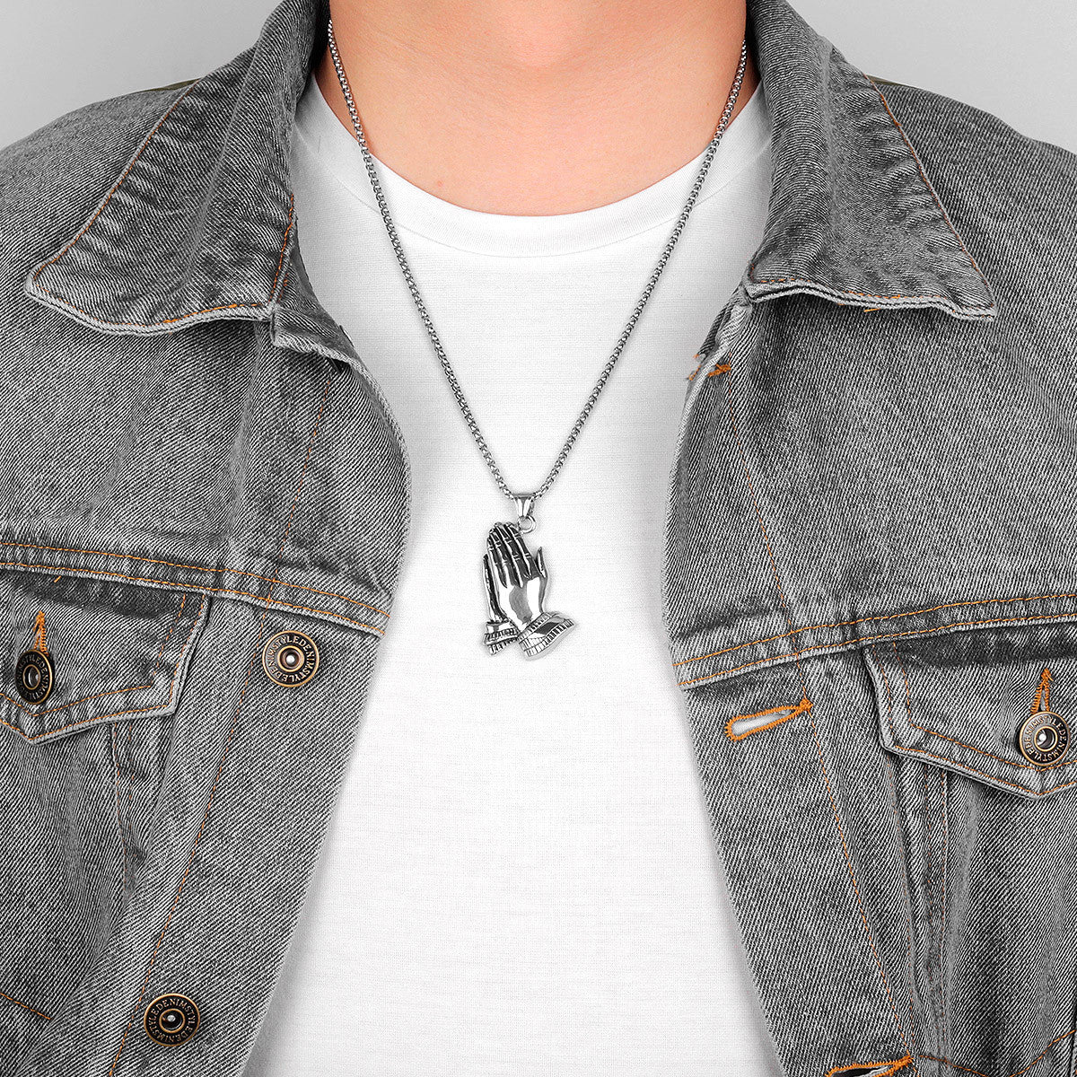 The Power Of Prayer | 14k Gold Over No Fade Stainless Steel Prayer Hands Hip Hop Pendant