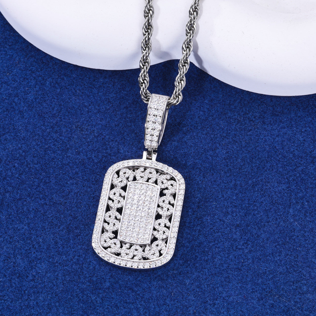 Dem Diamond Boys | Solid Silver Moissanite Diamond Dollar Sign Tag Hip Hop Pendants