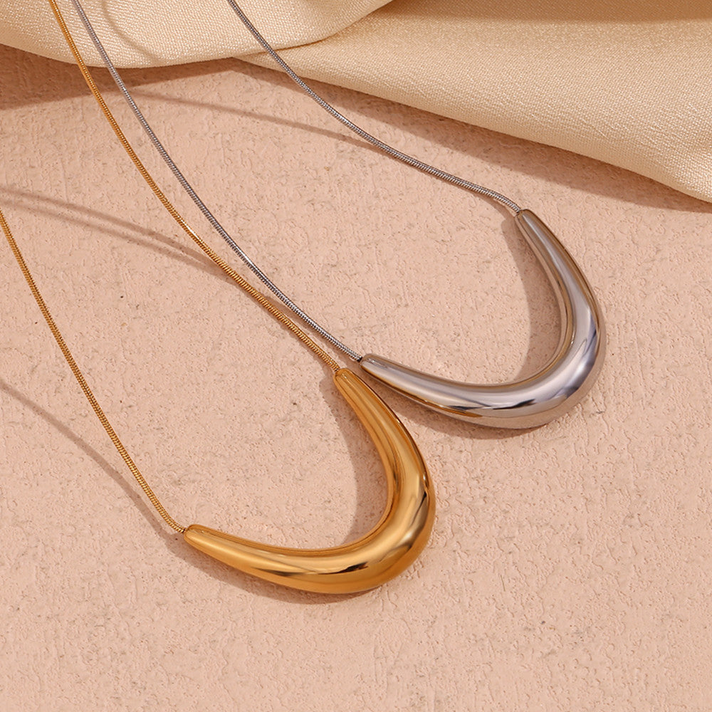 The Arc | 18k Gold Stainless Steel Cradle Pendant Snake Bone Chain Necklace
