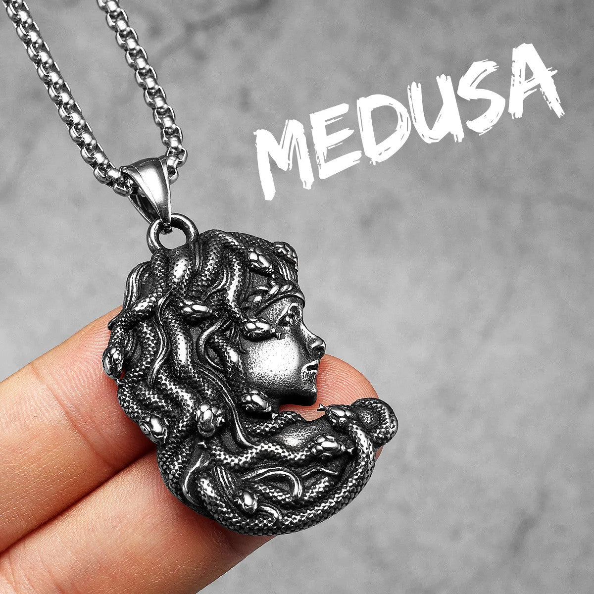 Medusa | Solid Stainless Steel Greek Mythology Snake Hair Gorgon Amulet Pendant