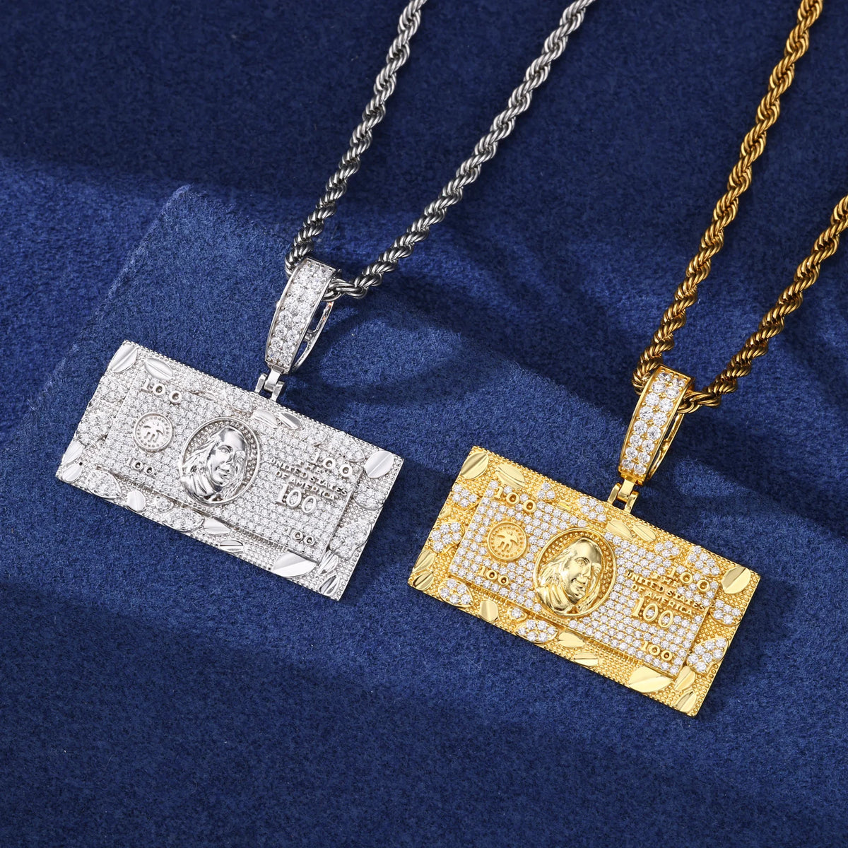Dough Boy II | Big Dollars Moissanite Diamond VVS 100 Dollar Bill Hip Hop Pendant