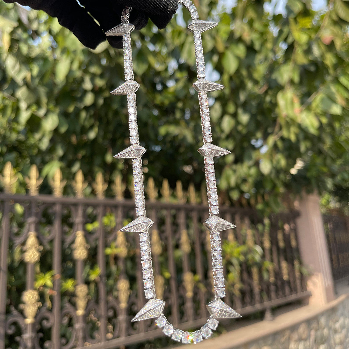 Iced Spike II | Designer Prong Set Cluster Stone Flooded Ice Hip Hop Chain Necklace