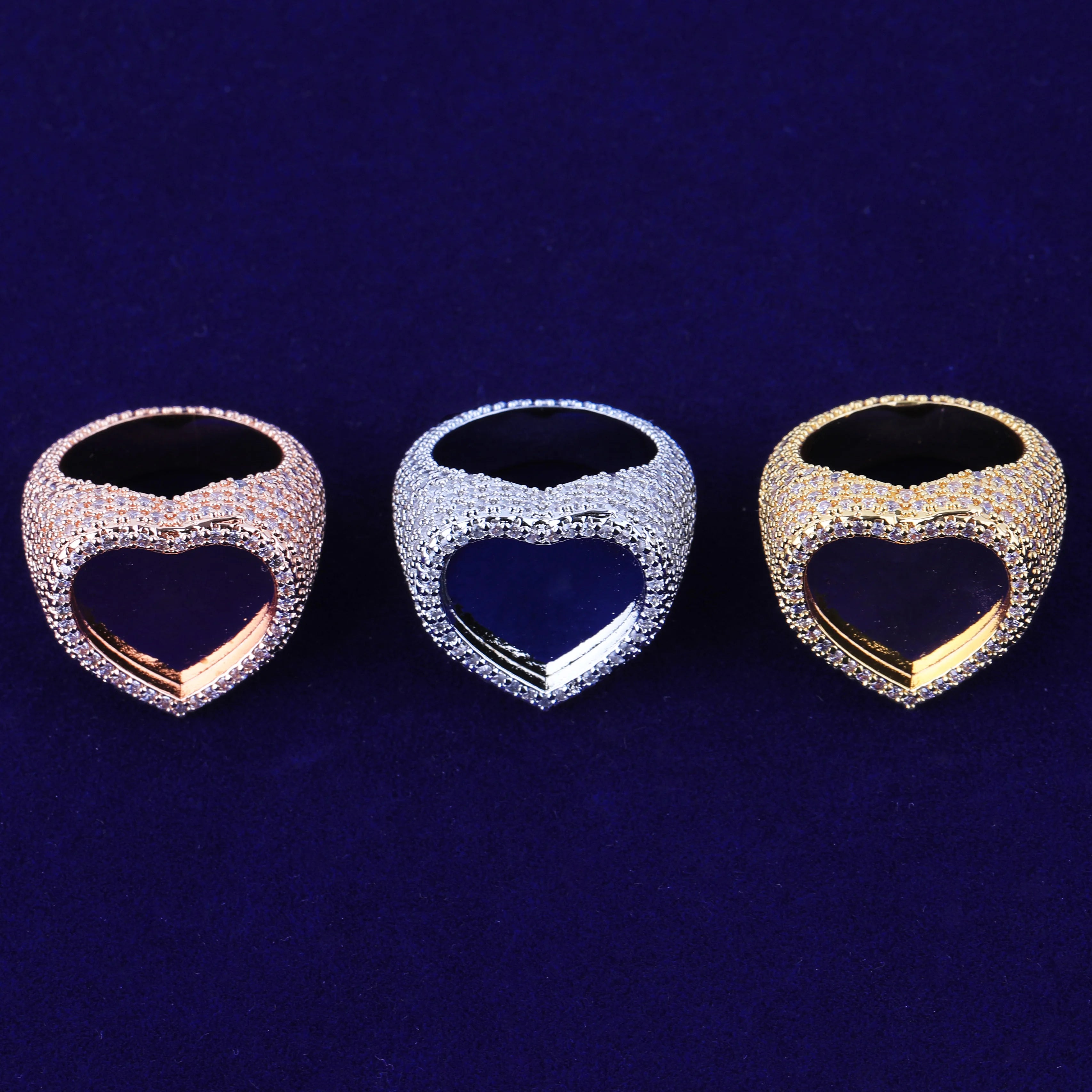 Heart Beat | 925 Silver 24k Rose Gold Heart Shaped Photo Picture Custom Rings