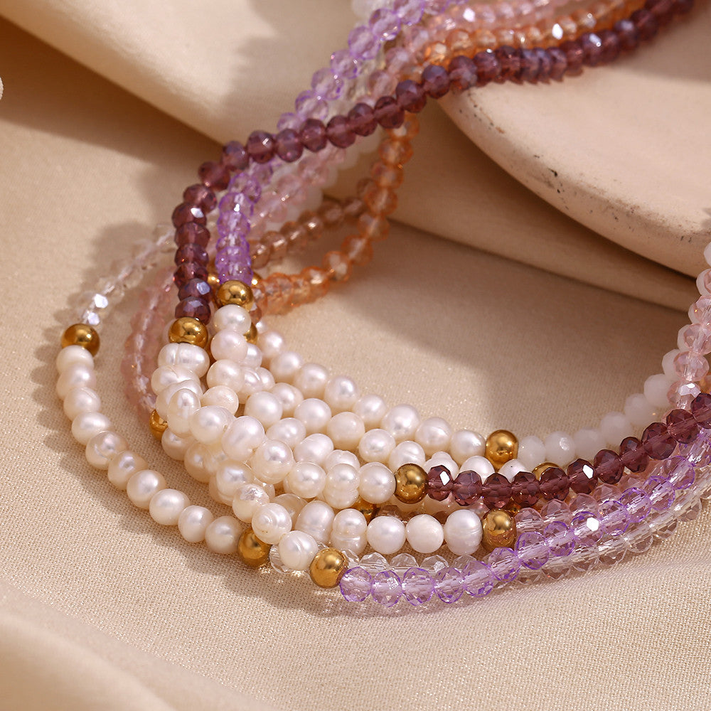 18k Gold Freshwater Pearl Handmade Necklace Waterproof Stainless Steel Necklace