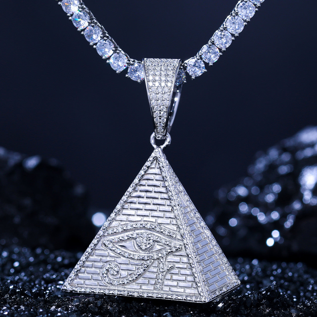 The Pyramid | Eye Of Horus Moissanite Diamond Solid 925 Hip Hop Pendant