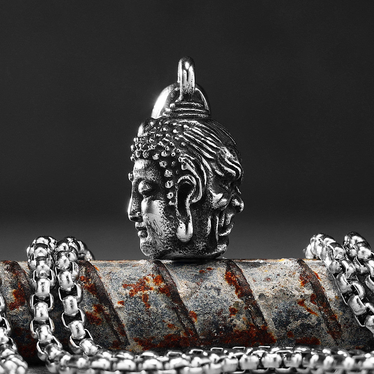 Good VS Evil | Demon Buddha 316L No Fade Stainless Steel Street Style Pendant