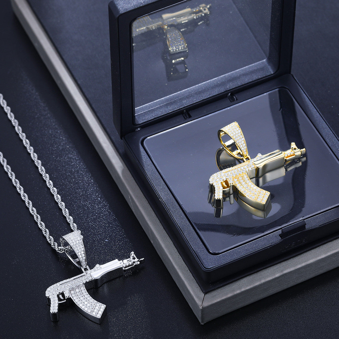 The Chopper | Mens Solid 925 Sterling Silver Submachine Gun Hip Hop Pendant