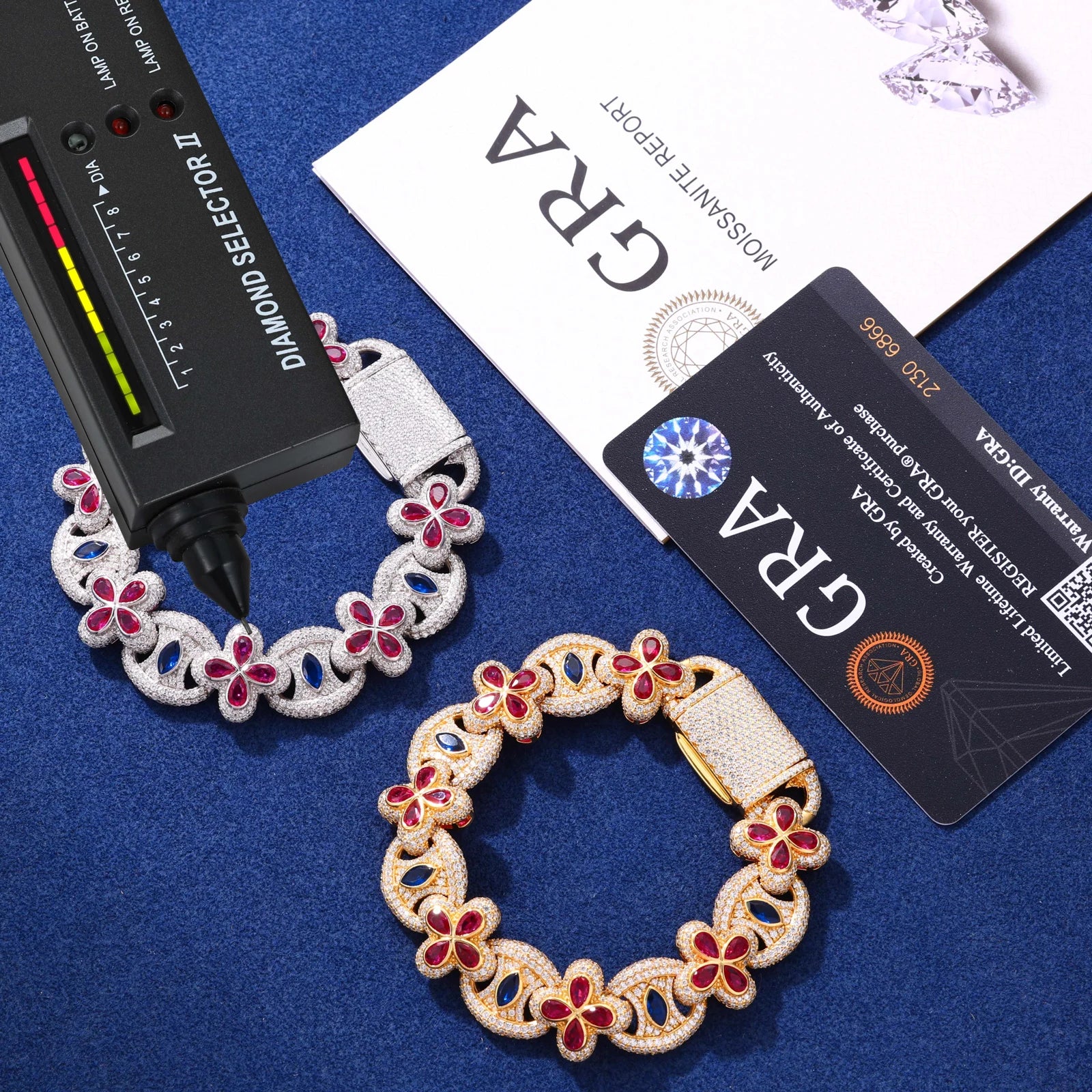 Good Triumphs Evil | Moissanite Diamond 925 Silver Iced Blinged Out Clover Link Bracelet