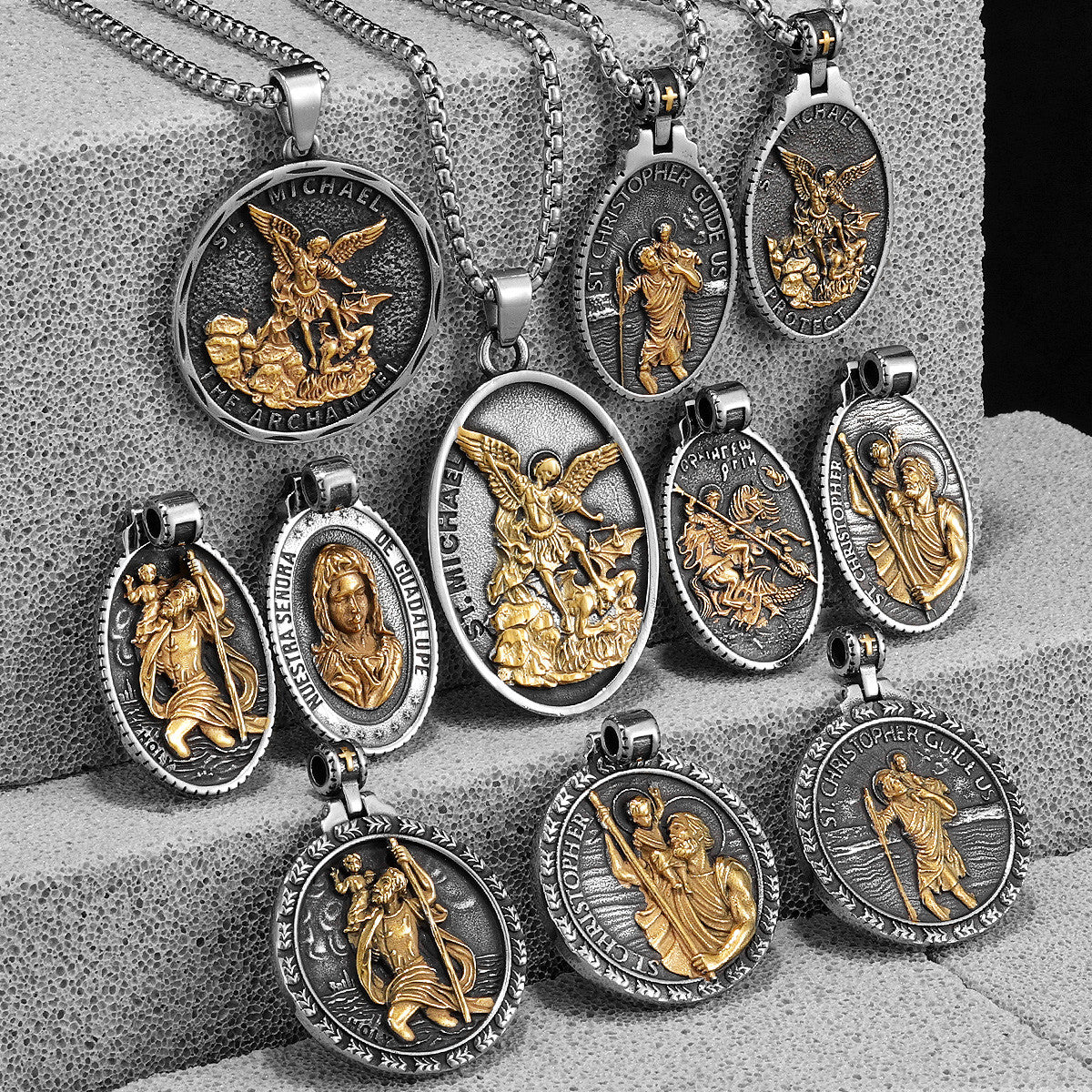 Jesus Collection ll | 14k Gold Over Solid Stainless Steel Angel Jesus Cross Pendants
